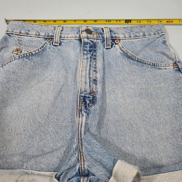 Vintage 1996 Orange Tab Levis 954 Regular Fit High Waist Denim Shorts Juniors 11 - Picture 5 of 8